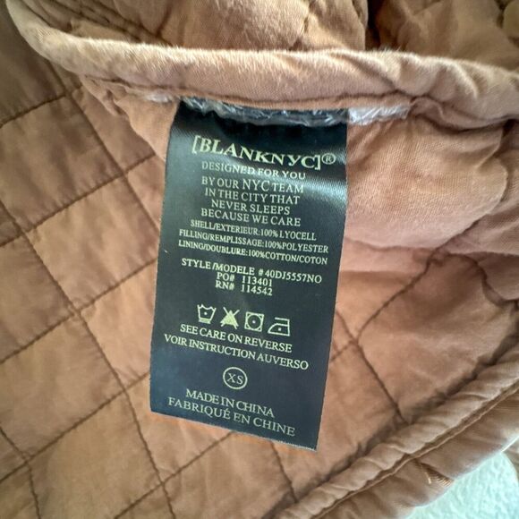 Blank NYC Jacket Womens XS Brown Patch Pocket Quilted Zip Happy Camper - Picture 8 of 11